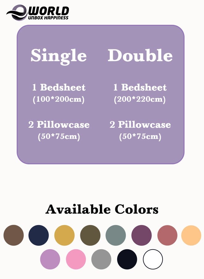 Eworld 3 Piece Luxury Purple Striped Bed Sheet Set with 1 Deep Pocket Fitted Sheet and 2 Pillowcases for Hotel and Home Crafted from Ultra Soft and Breathable Microfiber for Year-Round Comfort, (Single/Double) - Image 2